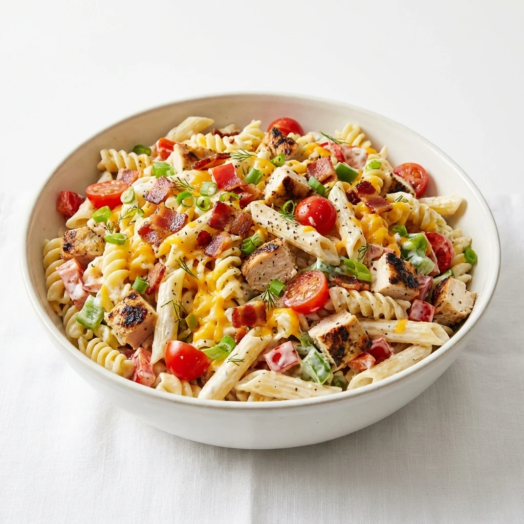 Creamy Bacon Cheddar Ranch Pasta Salad Everyone Will Love - Recipe Image